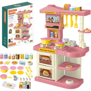 Kids Kitchen Playset Toys – Pretend Food, Pans, Pots & Utensils for Ages 3+