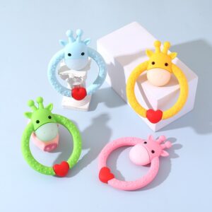 Food Grade Silicone Teething Ring Toys, Soft-Textured Chew Toys Sensory Toys Massaging Teething Relief for Boys Girls