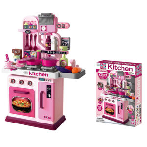 69cm Simulation Girl Role Play Preschool Food Cooking Toys 53PCS Plastic Kids Kitchen Set with Rich Accessories