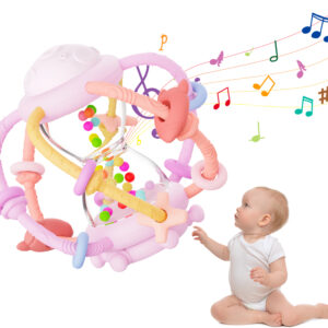 KEAN Kids Bpa Free Silicone Musical Shake Rattle Hourglass Teether Autistic Sensory Toys Newborn Baby Teethers