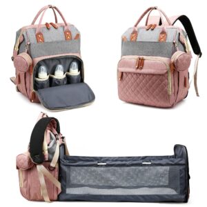 Baby Diaper Backpack with Changing Station, Multi-functional Waterproof Baby Bag for Mom and Dad, Stylish Travel Baby Backpack