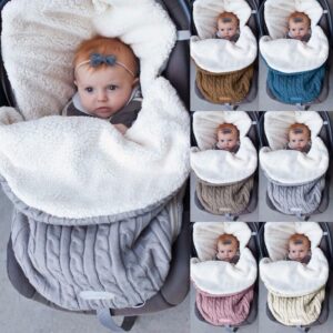 Warm Baby Sleeping Bag – Knitted Swaddle & Stroller Footmuff For Newborns