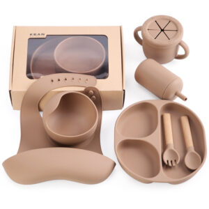 BPA Free Kids Toddlers Food Dinner Suction Plate Silicone Baby Feeding Bowl Set for Baby