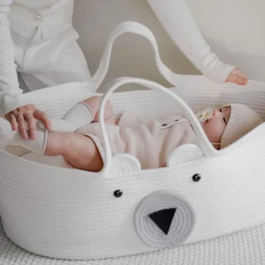 Woven Cotton Rope Moses Changing Basket – Portable Newborn Nest Bed