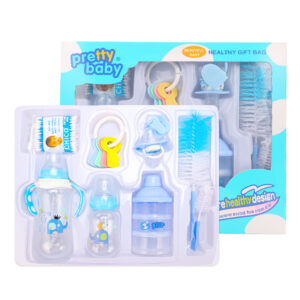 Eight-Piece Newborn PP Baby Bottle Gift Set Cartoon Pattern with Handle Factory Wholesale for Mother and Baby