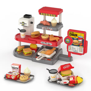 Preschool Pretend Play Fast Food Set – Realistic Cash Register & Food Store Toys