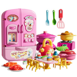 Large Simulation Refrigerator Toy – Kids Play Kitchen Set for Ages 3-6, Early Education