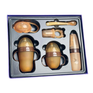 6-Piece Baby Feeding Set: Food-Grade Silicone Bottle with Handle