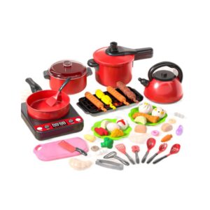 Simulation Kitchen Cookware Set – Fruit Cutting & Kitchen Accessories – Kids Cooking Toys for Girls