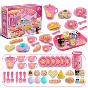 Little Girls Toy Tea Set – Pretend Play Kitchen Afternoon Tea Party Set for Kids