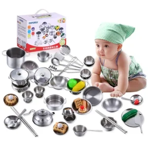 Stainless Steel Mini Kitchen Utensils Set for Kids – Realistic Pretend Play Cooking Toys