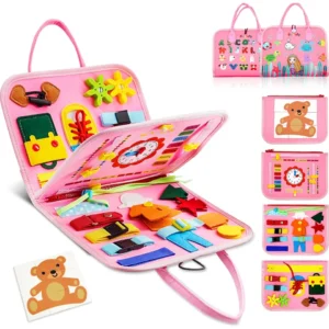 Kids Life Skills Learning Montessori Toddler Busy Board – Early Educational Activity Motor Skills Toy