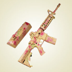 1:3 Scale Mini AR15(Camouflage Flower)Toy Metal Gun Model with Alloy Bullets Military Theme Collection Toy Guns