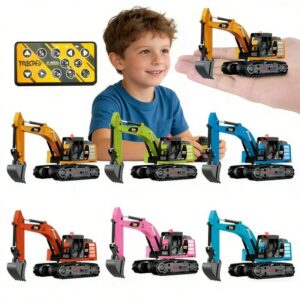 1/64 Scale 2.4GHz Alloy Remote Control Engineering Excavator Construction Vehicle Toy with Lights & Sound Effects