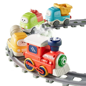 Electric Track Train Toy Steam Rail Car with Light&Music Mini Engineering Car Set Kids Puzzle Boy Toys