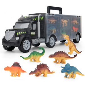 Children's Dinosaur Carrier Truck Toy — Includes Multiple Dinosaur Figures, Suitable for Boys Aged 3+