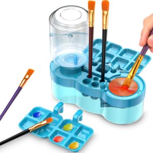 400ml Paint Brush Cleaner – All-in-One Running Water Circulation Brush Rinser with Brush Holder and Palette