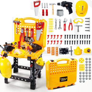 Plastic Construction Workshop Pretend Play Set Children DIY Tool Workbench Toy Kids Tool Toys