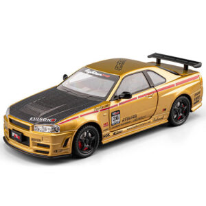1:24 Scale Alloy Nissan GTR R34 Model Car with Open Doors-Collectible Display Metal Toy Battery Operated