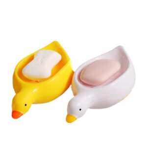 Cute Duck-Shaped Self-Draining Plastic Soap Tray Creative Bath Toilet Supply For Bathroom