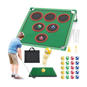 Golf Practice Mat Kids Sticky Golf Chipping Cornhole Games Hitting Chipping Putting Mat Set for Indoor Outdoor Sport Training