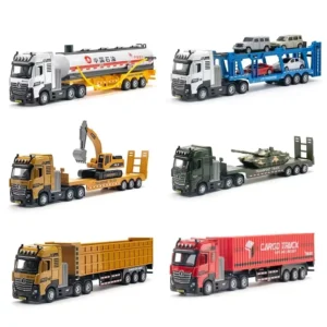 1:50 Scale Diecast Alloy Vehicle Truck Military Engineering Car Model Sound Light Effects Pullback Metal Toys