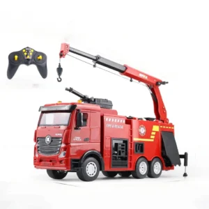 1:18 RC Fire Truck 9CH Alloy Lighting Remote Control Van Fire Engine Water Spray Toys