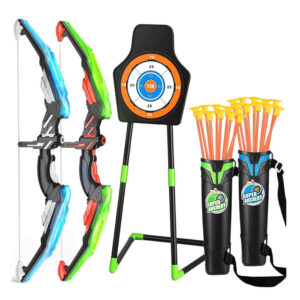 Kids Archery Bow and Arrow Set – Indoor/Outdoor Shooting Game, LED Light-Up Toy with Moving Target