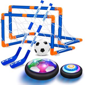 3 in 1 Rechargeable Hover Hockey Soccer Ball goal Set LED Floating Football Kids Electric Suspended Ball Sport Toy with 2 Goals