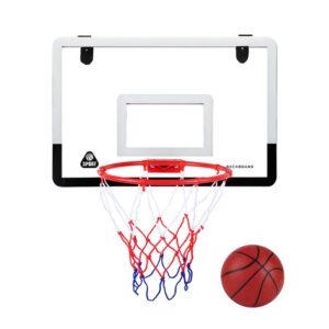 Indoor Kids Basketball Shooting Game: Over-Door/Wall Mount with Transparent Backboard + Ball
