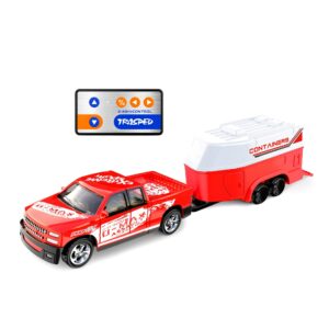 1:64 Alloy Remote Control Pickup Trailer, 2.4G Dual Mode App Control, Metal Mini Model Truck with Lights