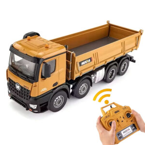 1:14 Scale Alloy Remote Control Dump Truck, 12-Channel, Semi-Alloy Material Construction Vehicle Toy with Lights and Sound