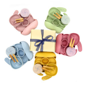 Baby Feeding Bibs Silicone Baby Tableware Set Bisphenol Free Dinner Plate Babi Feed Bowl