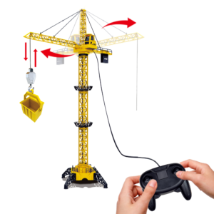 Children's Large Crane Toy Truck with Lift Model, 4-Channel Wired Control Tower Crane Toy for Kids