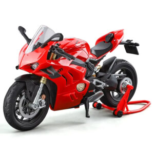 1:9 Scale V4S Model Pullback Kids Diecast Metal Simulation Motorcycle Front-Wheel Steering Decorate Toy