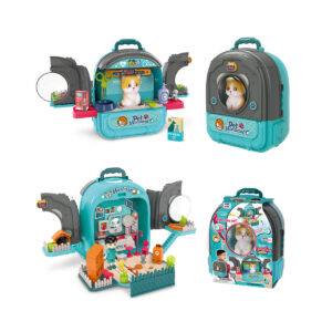 3 in 1 Backpack Pretend Play House Toy Set Plastic Small Pet Shop Toy for Kid