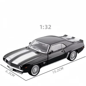 1:32 Metal Camaro SS Classic Diecast Toy Car Simulation Sound & Light Pullback Door Open Alloy Model Display Gift Car