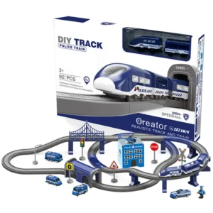 Kids Police Rail Slot Train Tracks Toys Set Railway With Sound