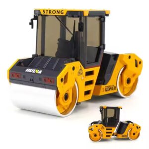 1:50 Scale Die Cast Metal Truck Model Dual Drum Road Roller Engineering Vehicle Toy For KIds