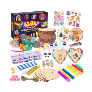 Wooden and Rock Painting Kit Glow in the Dark Arts and Crafts for Kids Ages 3Creative Activities Birthday Christmas Art