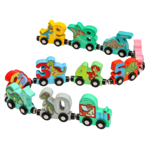 11PCS/Set Magnetic Dinosaur Train Number Wooden Toy – Learning Cars with Numbers and Colors, Montessori Toys for Kids Toddlers