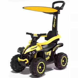 Electric Four-wheel Skating Driving Baby Swing Toy Car with Pusher