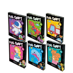 Magic Art Sticker Book Kids 2 in 1 Coloring and Foil Craft Kit Creative Diy Dazzle Coloring Foil Art Craft Painting Activity Set
