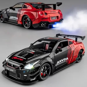 1:24 Nissan GTR R35 Skyline Ares Diecast Alloy Car Model – Sound & Light, Classic Collectible