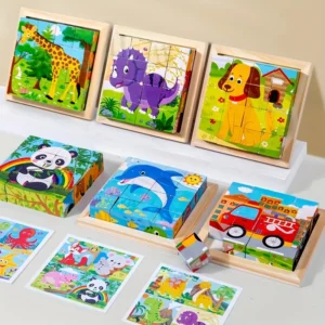 A Set of Six-Sided 3D Cube Puzzle Tray Wooden Children's Storage Toys Children's Educational Toys Fun Game