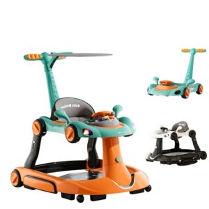 Multifunctional Anti-O-Leg Baby Racing Walker, 4-in-1 Height Adjustable Foldable + Luminous Stroller