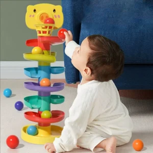 Ball Drop Toy for Toddlers 1-3Y – Rolling Ball Tower, Montessori Stacking Game