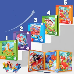 Magnetic Puzzles Portable Book Vehicle Ocean Dinosaur Jigsaw Montessori Early Education With Magnet Toys For Kids