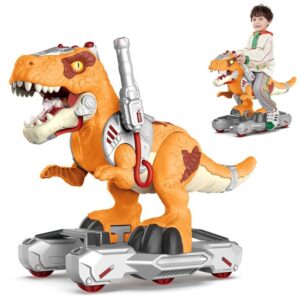 Electric Animal Spraying Smoke Dinosaur Roaring Sound Kids Big Size Sliding Ride on Dinosaur Scooter With Music and Light