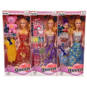 Plastic Princess Doll Soft Toy with Dress-up Accessories and Gift box Packaging